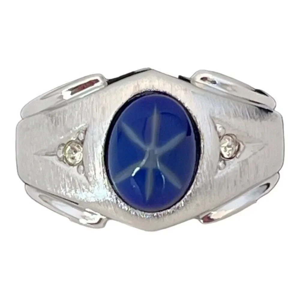 Vintage 1960s Ring Size 13 Uncas Simulated Star Sapphire Mid Century - 14Q